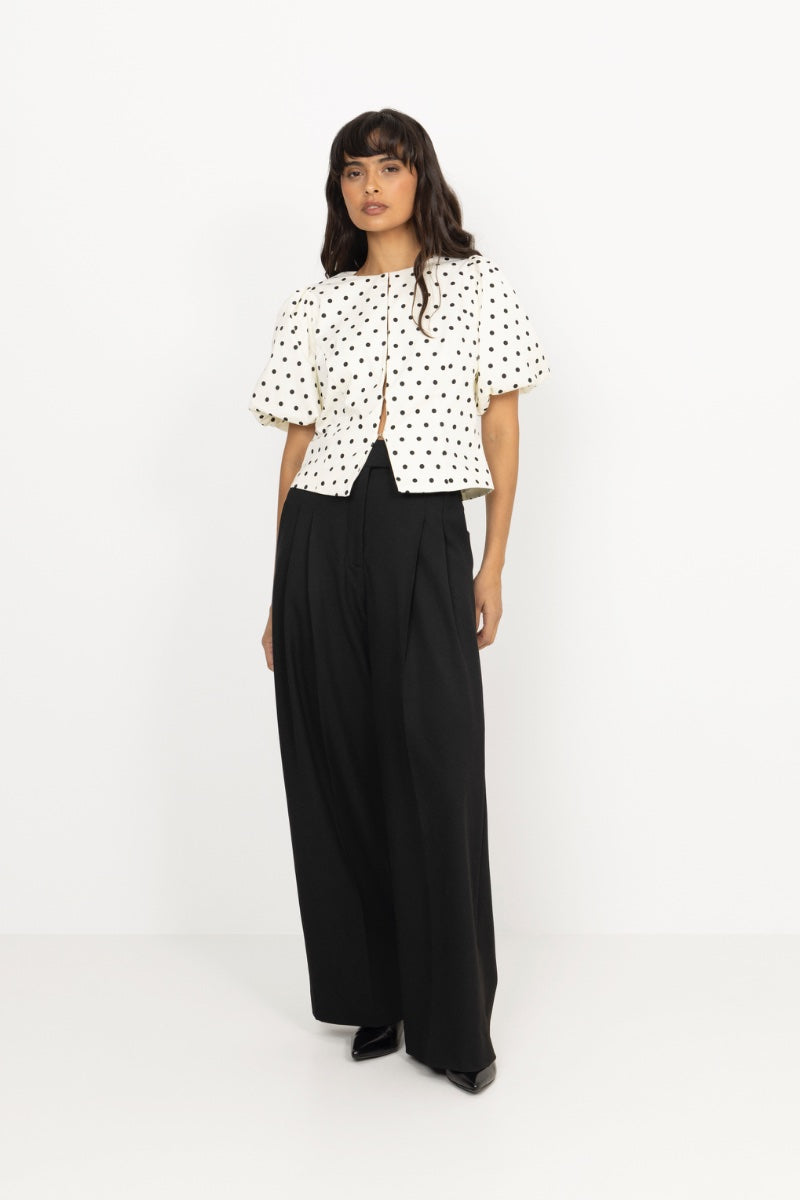 Anela Dot Blouse - White