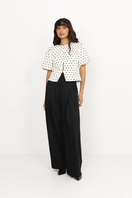 Anela Dot Blouse - White