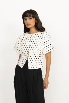 Anela Dot Blouse - White