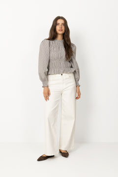 Marcia Check Blouse - Dusty Brown