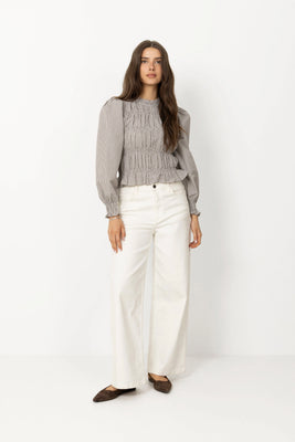 Marcia Check Blouse - Dusty Brown