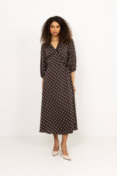Malinga Dot Dress - Dark Brown