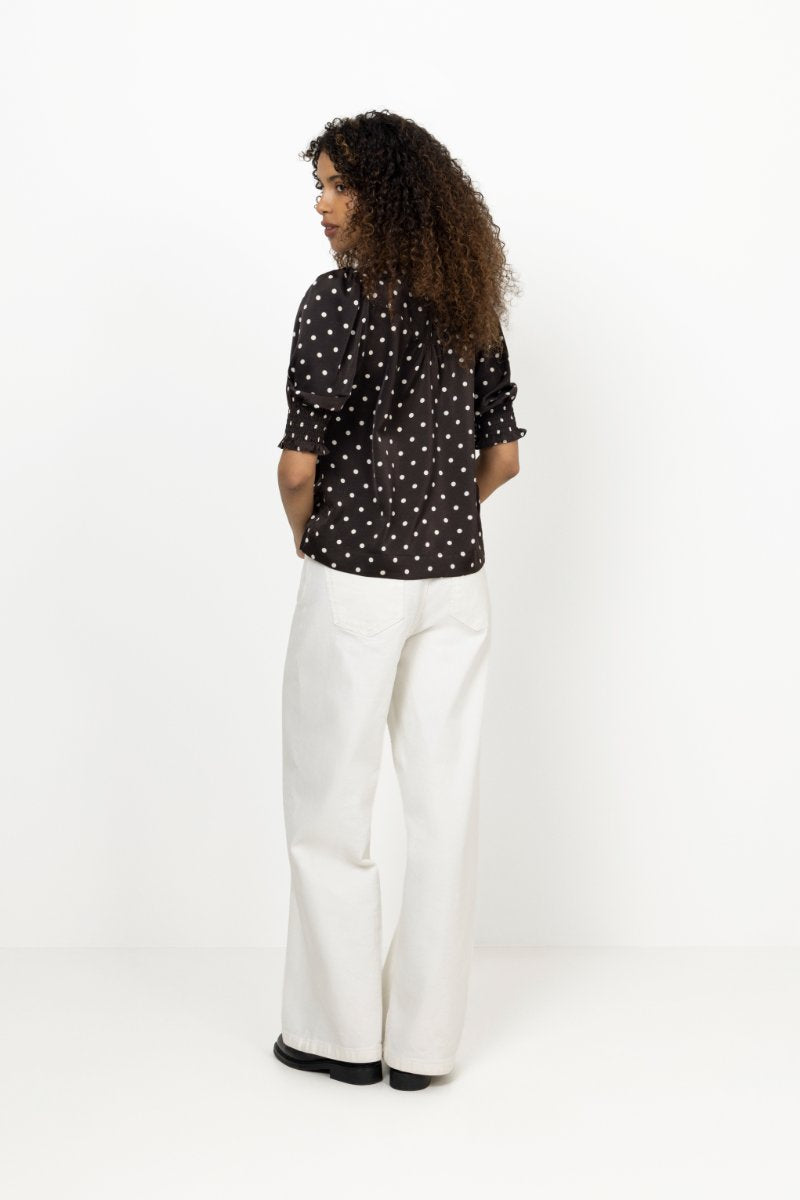 Diana Dot Blouse - Dark Brown