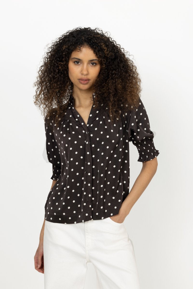 Diana Dot Blouse - Dark Brown