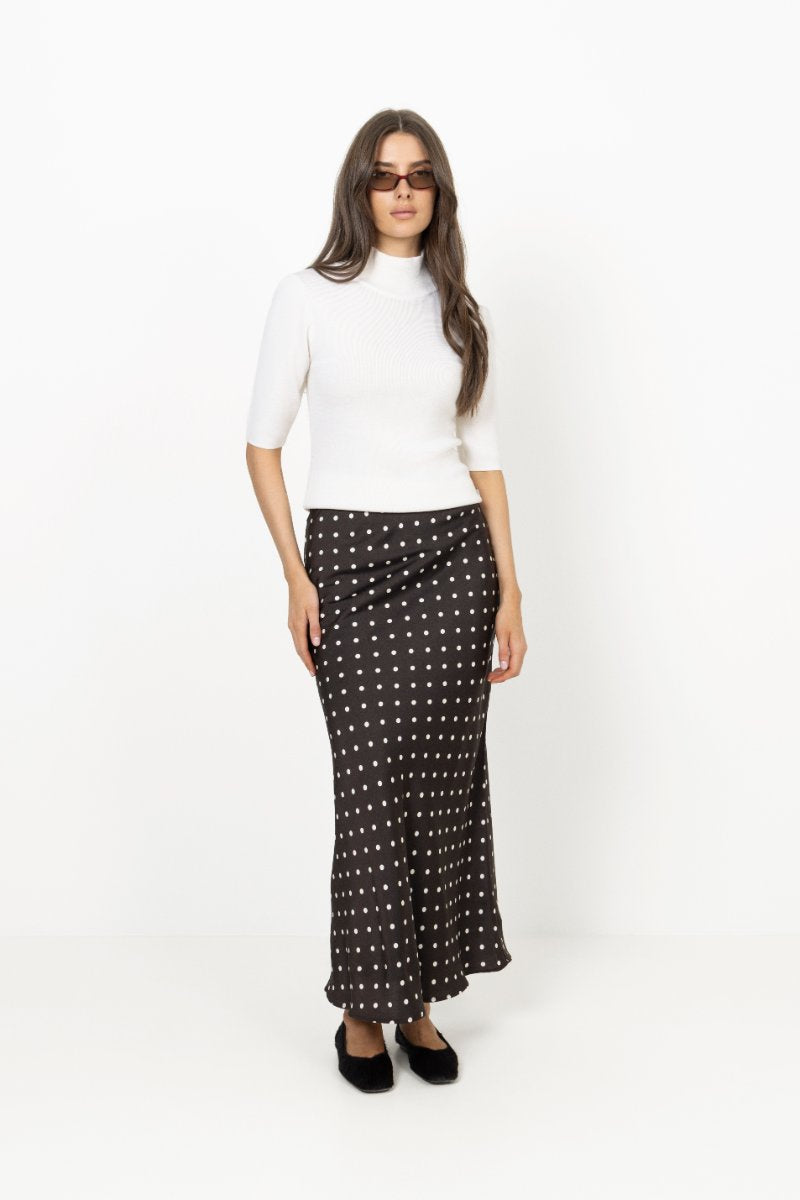 Viso Dot Skirt - Dark Brown