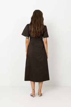 Baia Poplin Dress - Chocolate Brown