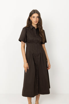 Baia Poplin Dress - Chocolate Brown