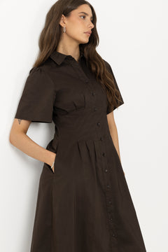 Baia Poplin Dress - Chocolate Brown