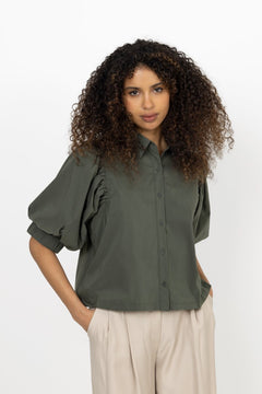 Etta Poplin Shirt - Army