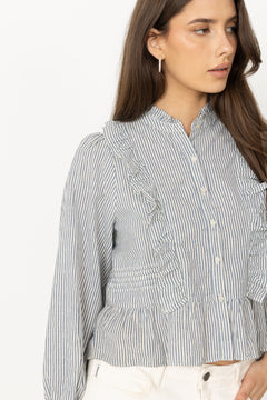 Petrine Stripe Blouse - Blue