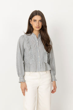 Petrine Stripe Blouse - Blue