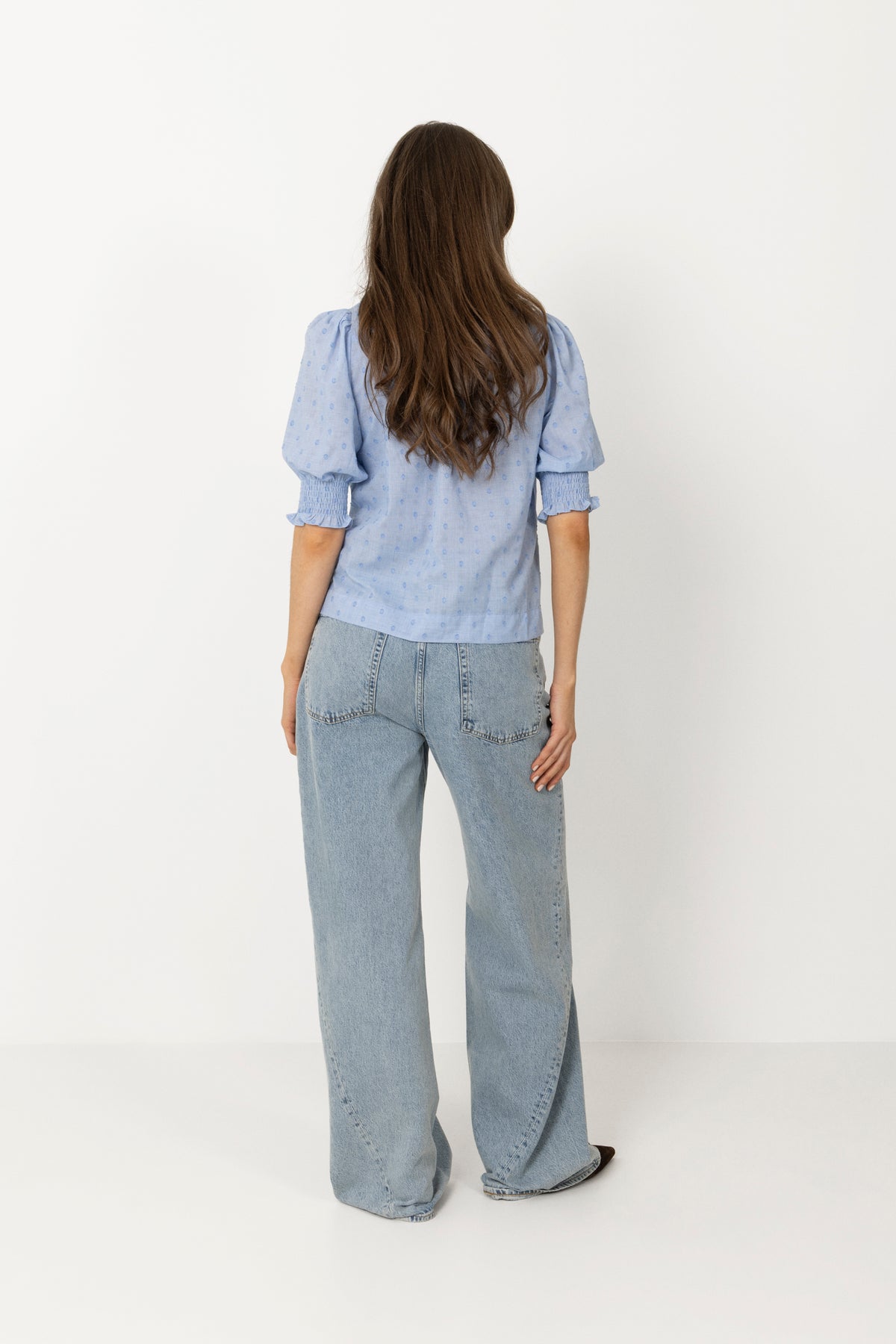 Diana Dobby S Blouse - Light Blue