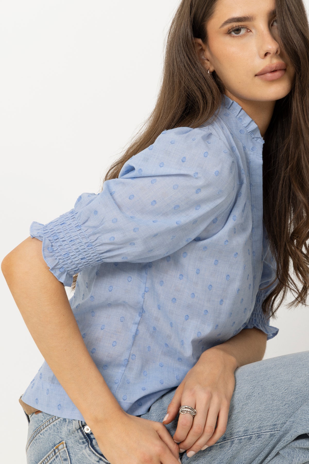 Diana Dobby S Blouse - Light Blue