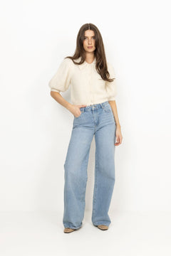 Hairy Knit Puffed Jacket - Off White