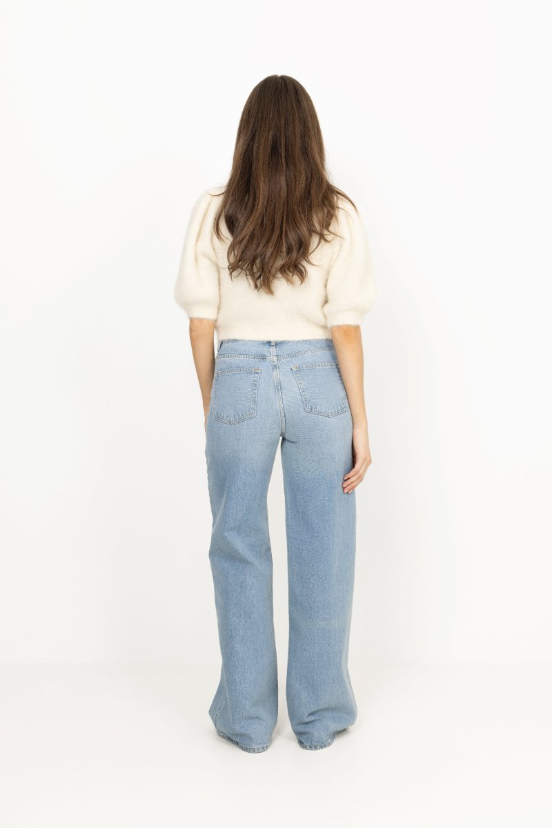 Hairy Knit Puffed Jacket - Off White