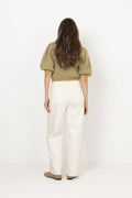 Hairy Knit Puffed Jacket - Green