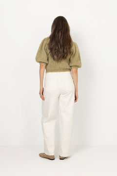 Hairy Knit Puffed Jacket - Green