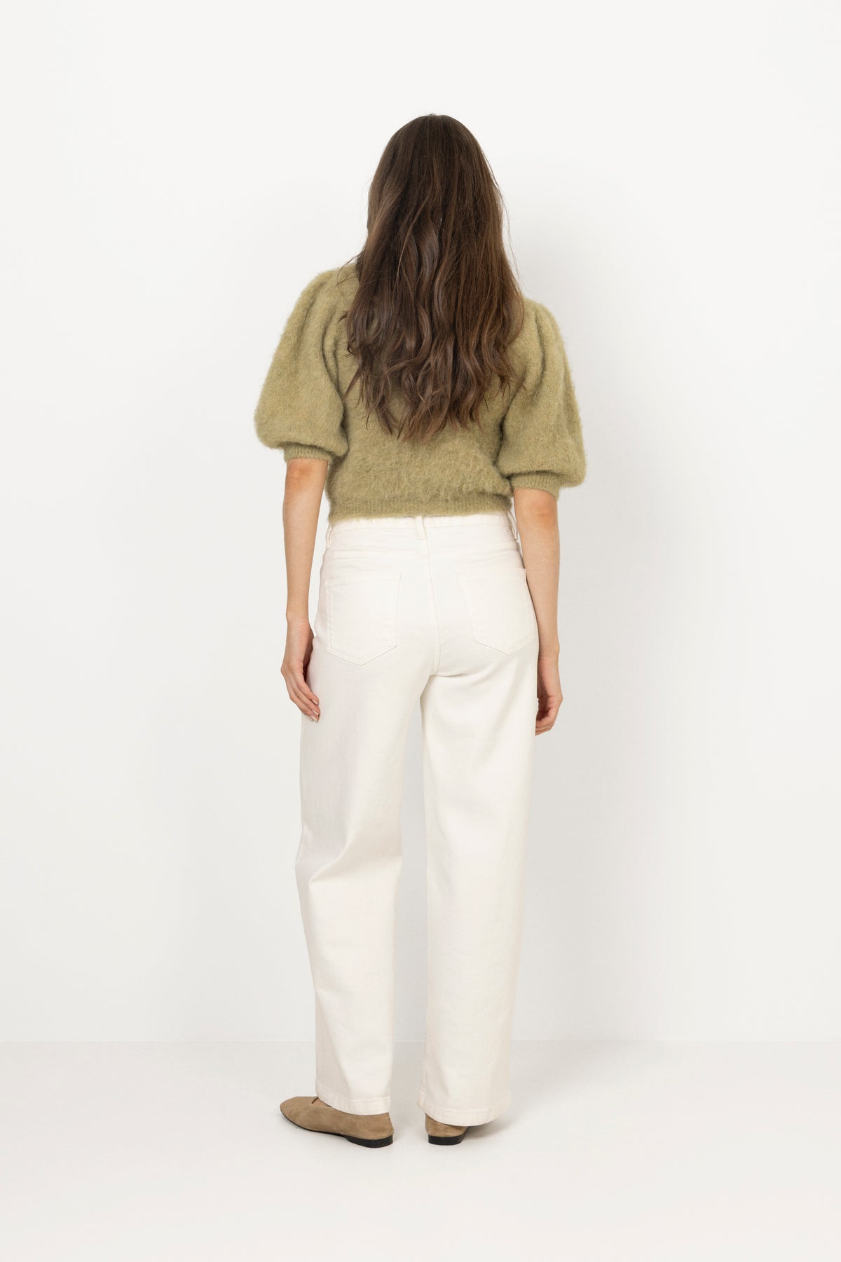 Hairy Knit Puffed Jacket - Green