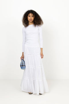 Cotton Slub Skirt - White