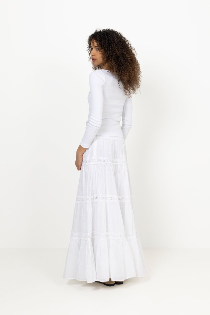 Cotton Slub Skirt - White