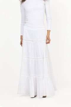 Cotton Slub Skirt - White
