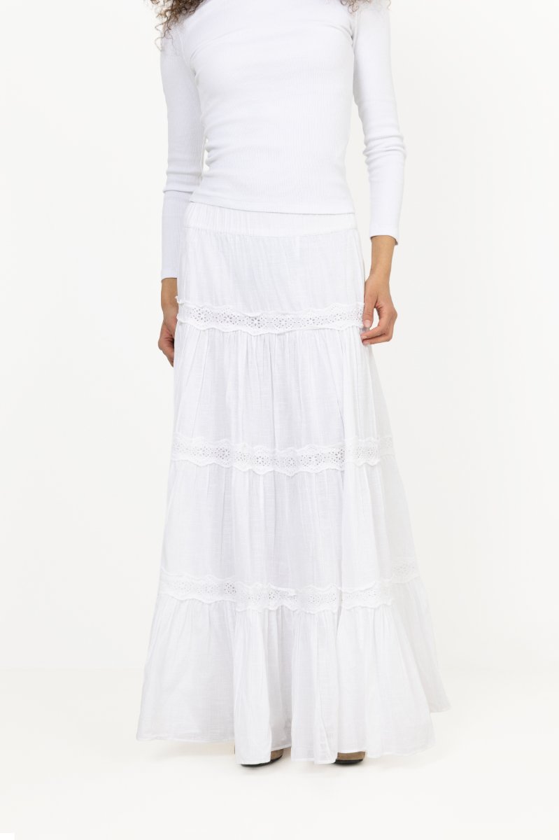 Cotton Slub Skirt - White