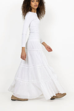 Cotton Slub Skirt - White