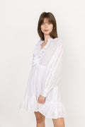 Cotton Slub V-Neck Dress - White