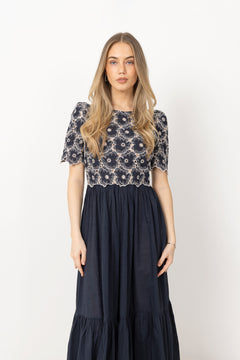 Broderie Anglaise Maxi Dress - Marine