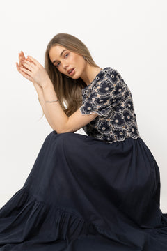 Broderie Anglaise Maxi Dress - Marine
