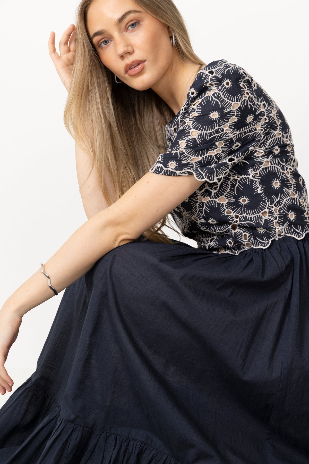 Broderie Anglaise Maxi Dress - Marine