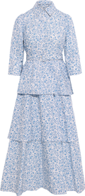 Poplin Flounce Dress - Azure Meadow