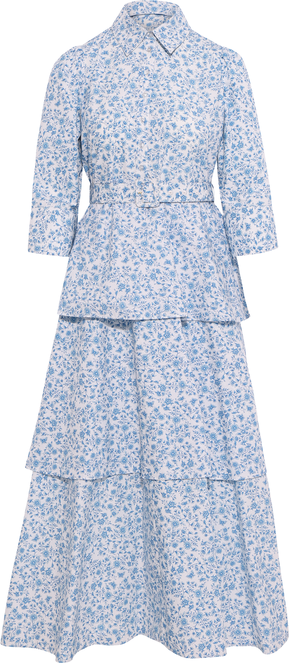 Poplin Flounce Dress - Azure Meadow