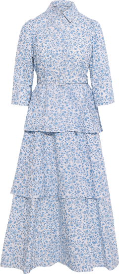 Poplin Flounce Dress - Azure Meadow