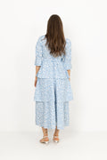 Poplin Flounce Dress - Azure Meadow
