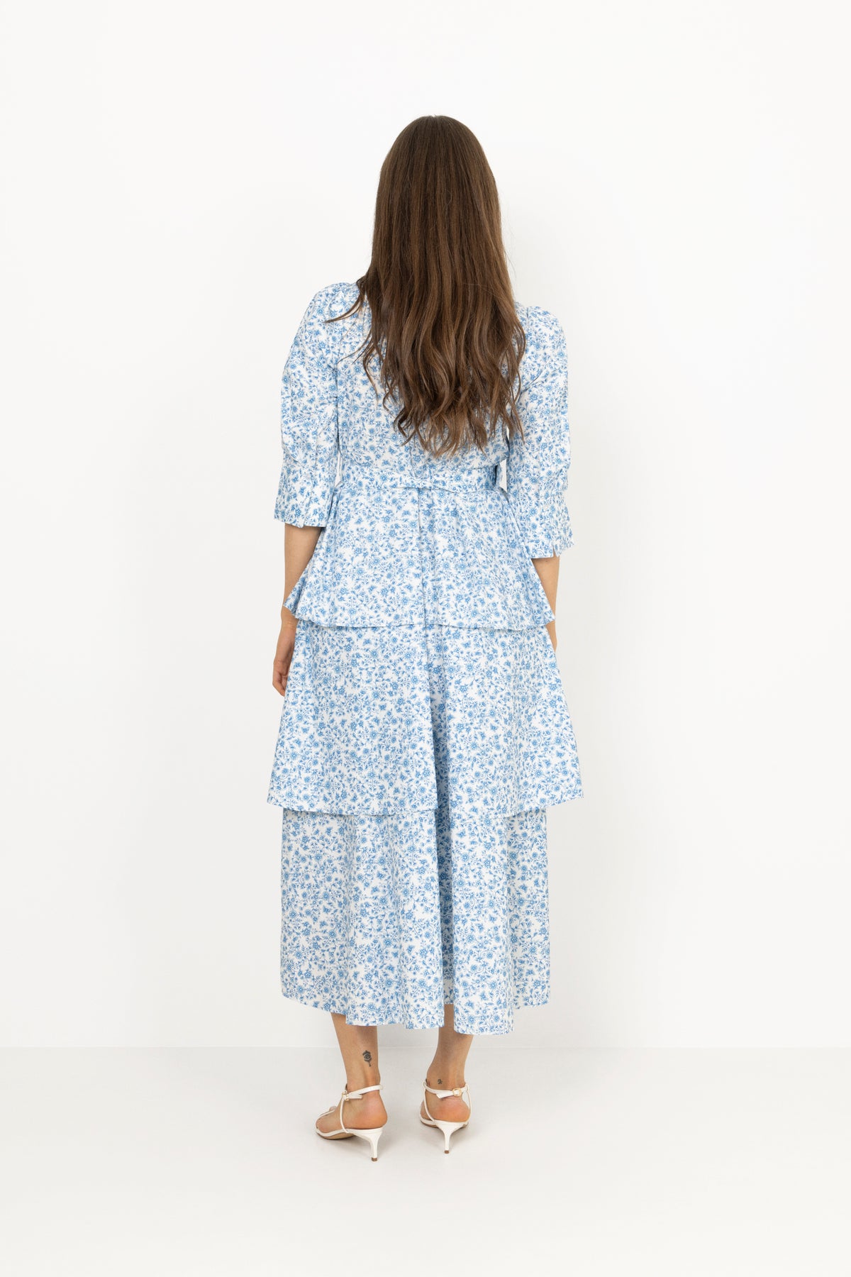 Poplin Flounce Dress - Azure Meadow
