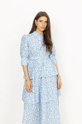 Poplin Flounce Dress - Azure Meadow