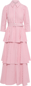 Seersucker Flounce Dress - Pink Stripe