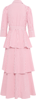 Seersucker Flounce Dress - Pink Stripe