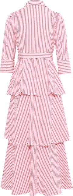 Seersucker Flounce Dress - Pink Stripe