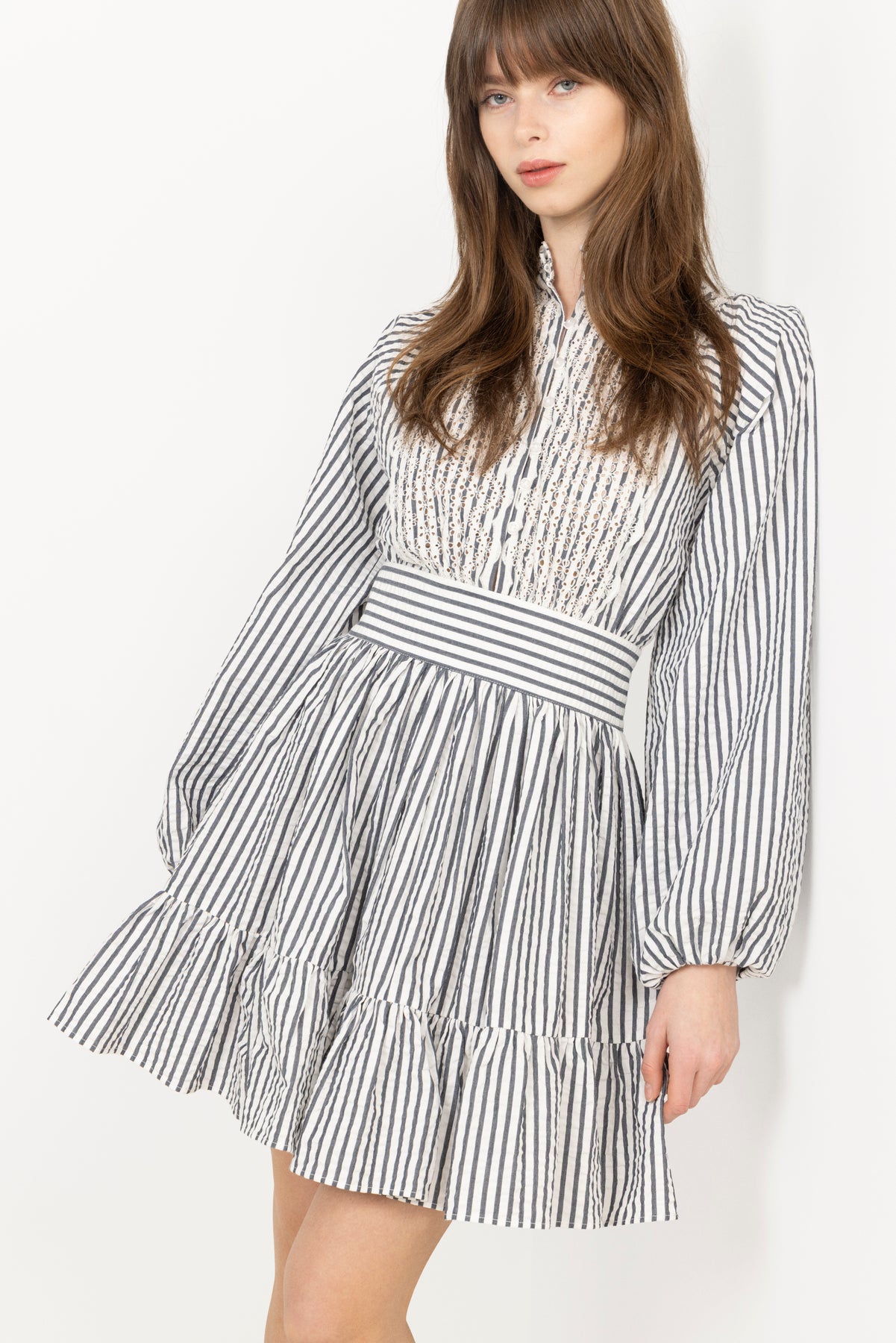 Seersucker Mini Dress - Marine Stripe