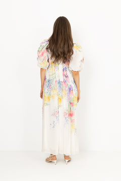 Dotted Georgette Tieback Gown - Flower Meadow