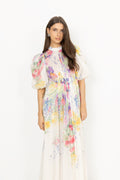 Dotted Georgette Tieback Gown - Flower Meadow