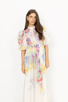 Dotted Georgette Tieback Gown - Flower Meadow