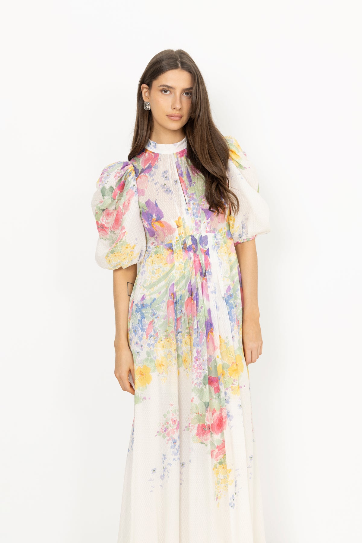 Dotted Georgette Tieback Gown - Flower Meadow