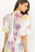 Dotted Georgette Tieback Gown - Flower Meadow