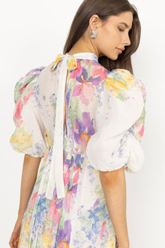Dotted Georgette Tieback Gown - Flower Meadow