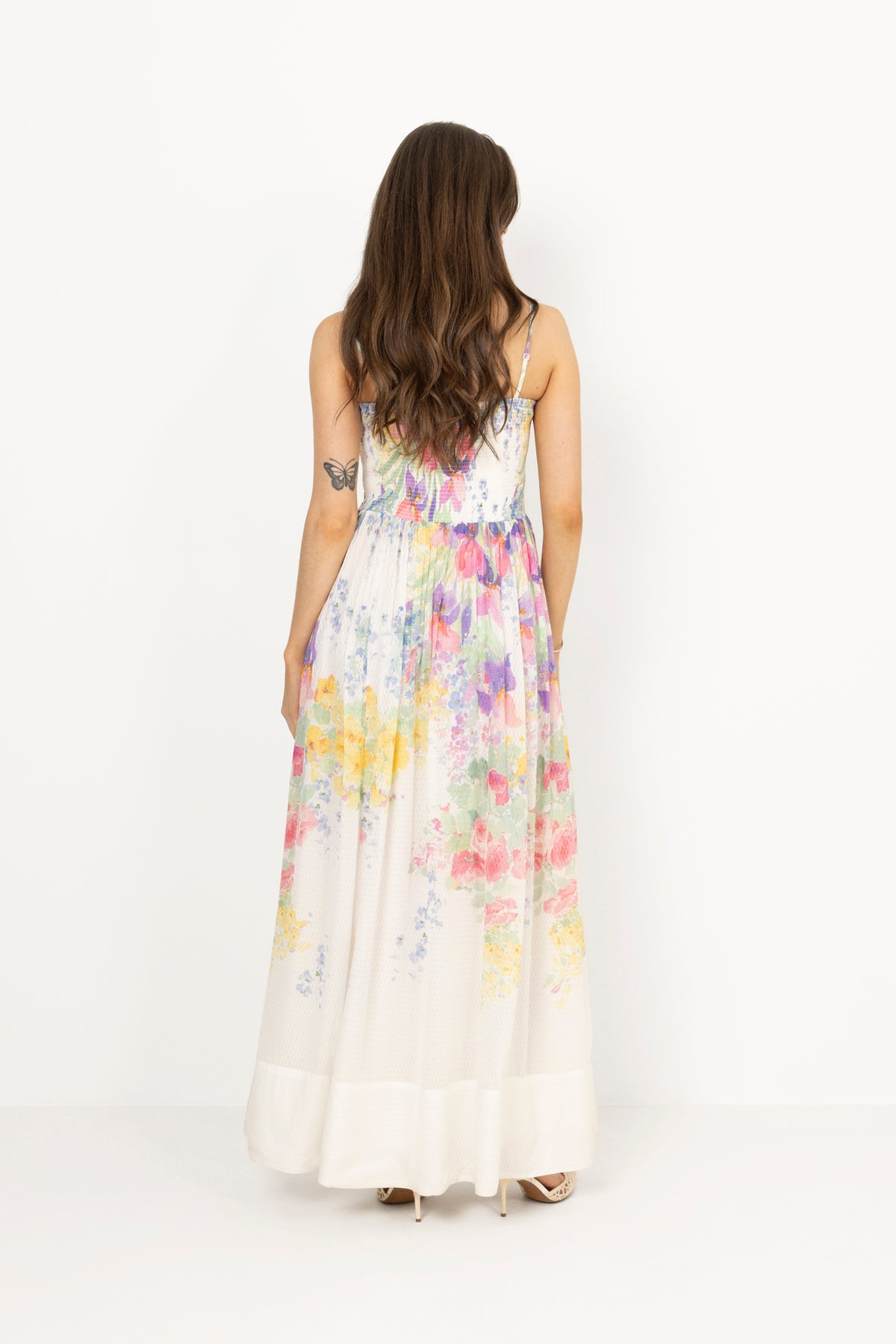 Dotted Georgette Bandeau Dress - Flower Meadow