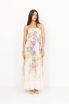 Dotted Georgette Bandeau Dress - Flower Meadow