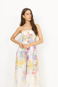 Dotted Georgette Bandeau Dress - Flower Meadow